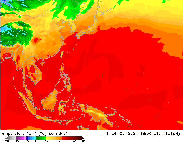 карта температуры EC (AIFS) чт 26.09.2024 18 UTC