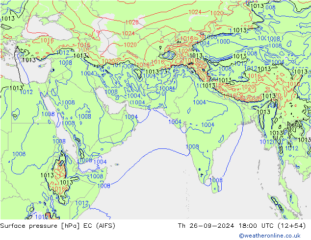 Atmosférický tlak EC (AIFS) Čt 26.09.2024 18 UTC