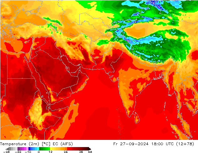 карта температуры EC (AIFS) пт 27.09.2024 18 UTC