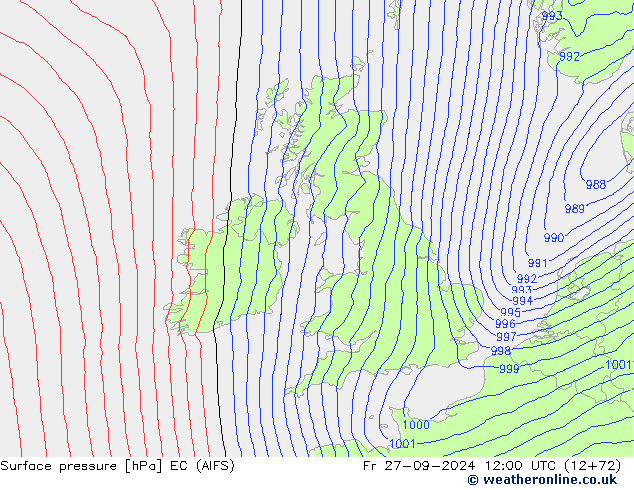 Surface pressure EC (AIFS) Fr 27.09.2024 12 UTC