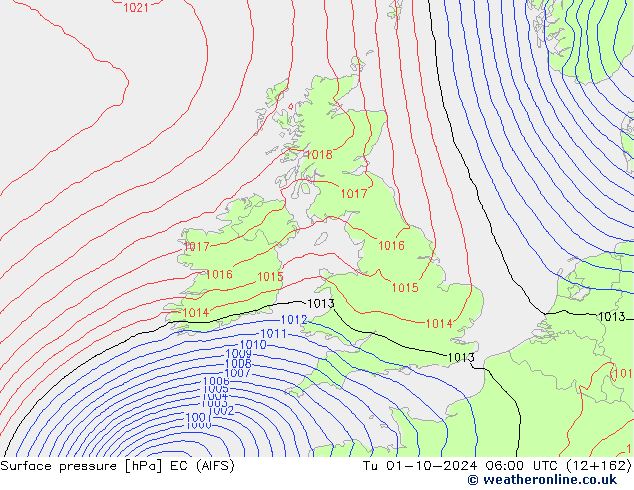 pression de l'air EC (AIFS) mar 01.10.2024 06 UTC