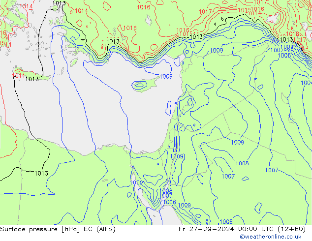 Surface pressure EC (AIFS) Fr 27.09.2024 00 UTC