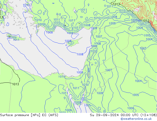 Surface pressure EC (AIFS) Su 29.09.2024 00 UTC