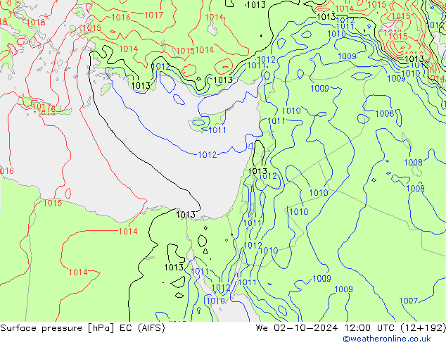 Surface pressure EC (AIFS) We 02.10.2024 12 UTC