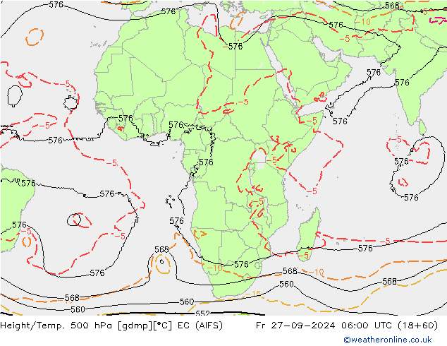 Geop./Temp. 500 hPa EC (AIFS) vie 27.09.2024 06 UTC