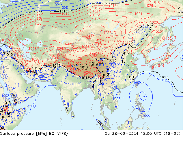 Surface pressure EC (AIFS) Sa 28.09.2024 18 UTC