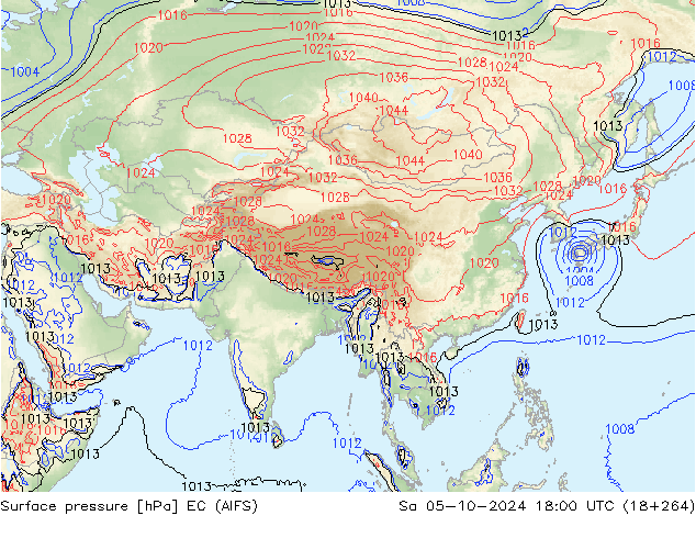 Surface pressure EC (AIFS) Sa 05.10.2024 18 UTC