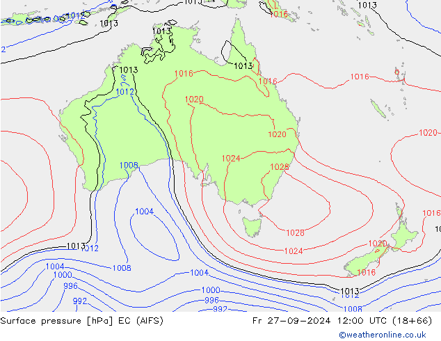 Surface pressure EC (AIFS) Fr 27.09.2024 12 UTC