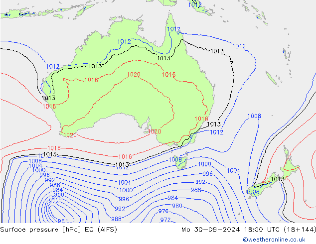 pression de l'air EC (AIFS) lun 30.09.2024 18 UTC