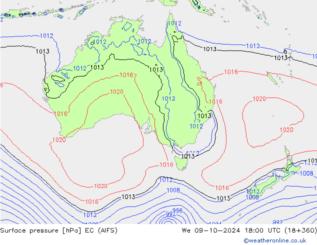 pression de l'air EC (AIFS) mer 09.10.2024 18 UTC