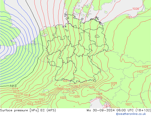 Surface pressure EC (AIFS) Mo 30.09.2024 06 UTC