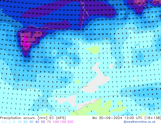 Totale neerslag EC (AIFS) ma 30.09.2024 12 UTC