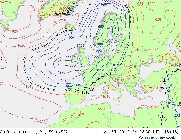 pression de l'air EC (AIFS) mer 25.09.2024 12 UTC