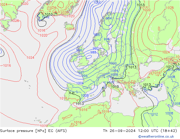 Surface pressure EC (AIFS) Th 26.09.2024 12 UTC