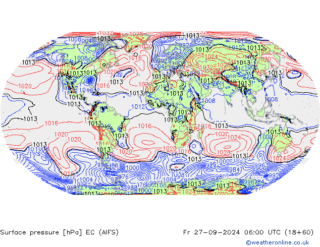 Surface pressure EC (AIFS) Fr 27.09.2024 06 UTC