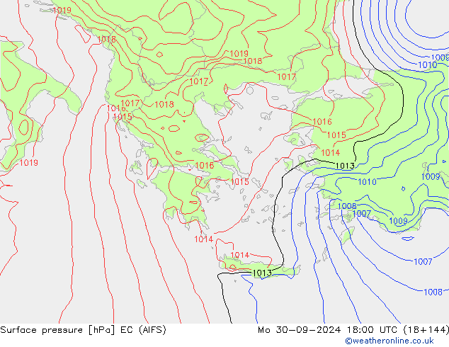 Surface pressure EC (AIFS) Mo 30.09.2024 18 UTC