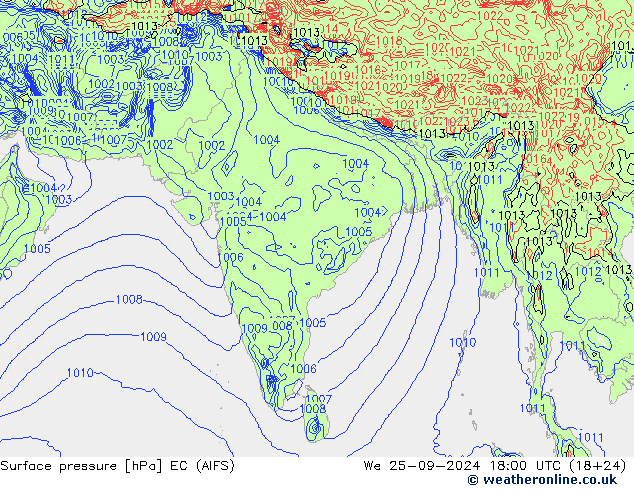 pressão do solo EC (AIFS) Qua 25.09.2024 18 UTC