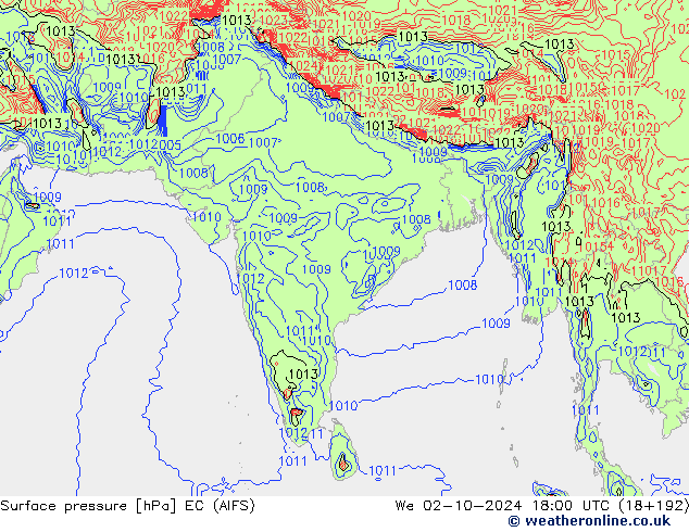 приземное давление EC (AIFS) ср 02.10.2024 18 UTC