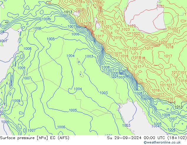 Surface pressure EC (AIFS) Su 29.09.2024 00 UTC