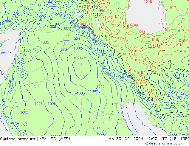 Presión superficial EC (AIFS) lun 30.09.2024 12 UTC