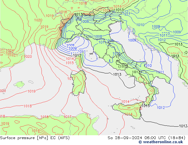 Atmosférický tlak EC (AIFS) So 28.09.2024 06 UTC