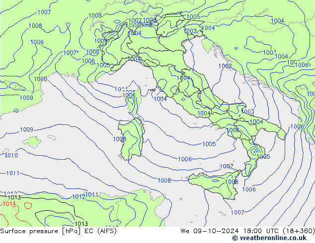 Yer basıncı EC (AIFS) Çar 09.10.2024 18 UTC