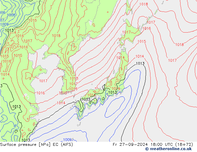 Luchtdruk (Grond) EC (AIFS) vr 27.09.2024 18 UTC