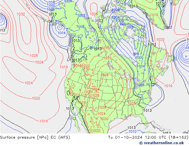 Surface pressure EC (AIFS) Tu 01.10.2024 12 UTC