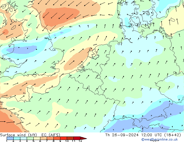 ве�Bе�@ 10 m (bft) EC (AIFS) чт 26.09.2024 12 UTC