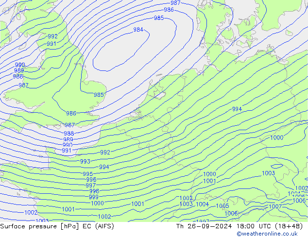 Surface pressure EC (AIFS) Th 26.09.2024 18 UTC