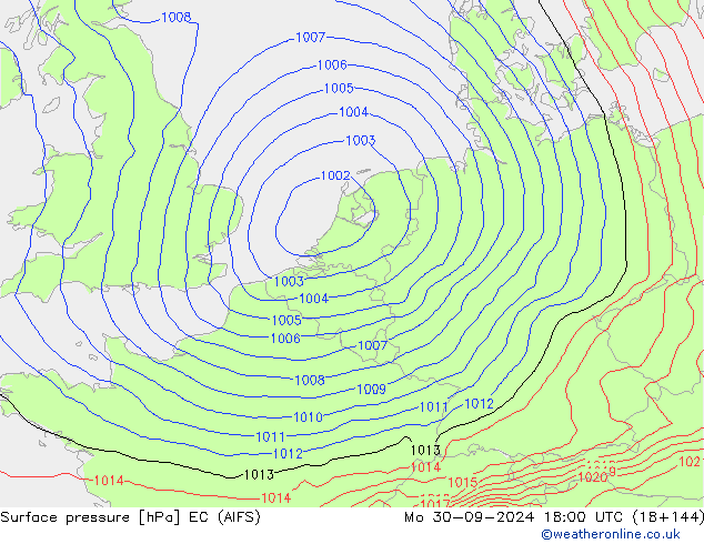 pression de l'air EC (AIFS) lun 30.09.2024 18 UTC