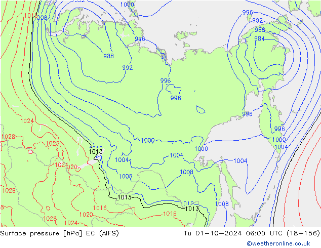 Surface pressure EC (AIFS) Tu 01.10.2024 06 UTC