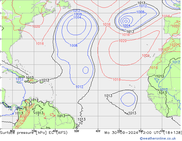 Surface pressure EC (AIFS) Mo 30.09.2024 12 UTC