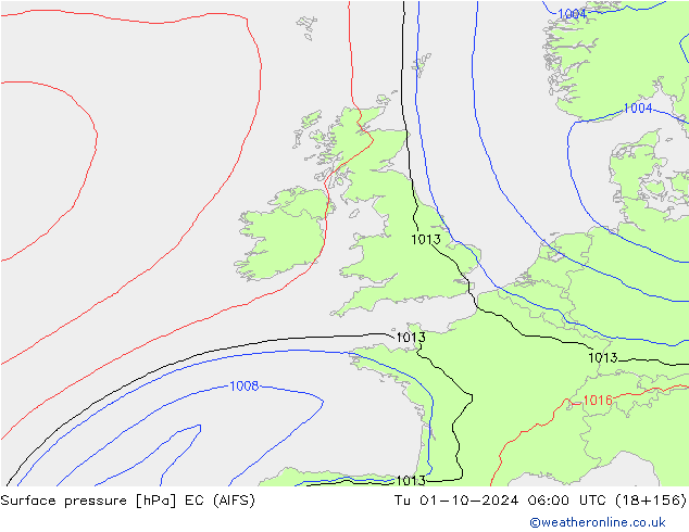 Presión superficial EC (AIFS) mar 01.10.2024 06 UTC