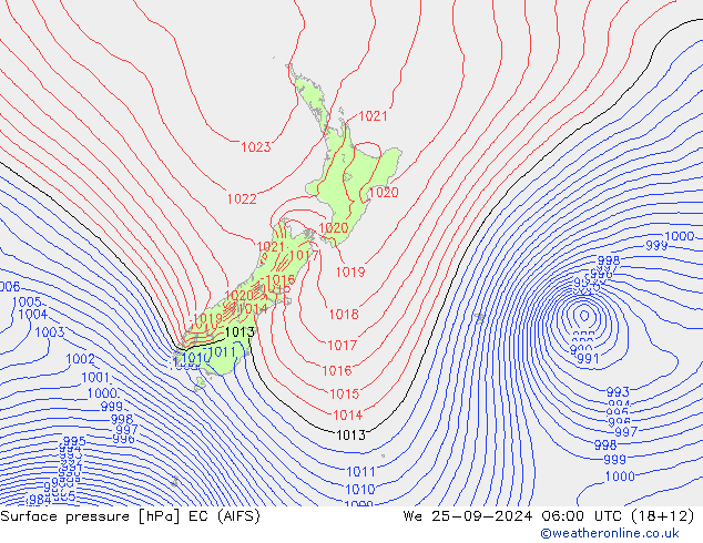 Surface pressure EC (AIFS) We 25.09.2024 06 UTC