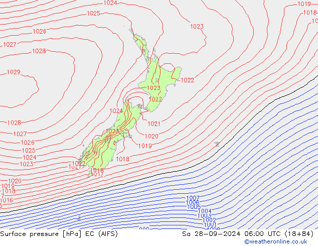 Atmosférický tlak EC (AIFS) So 28.09.2024 06 UTC