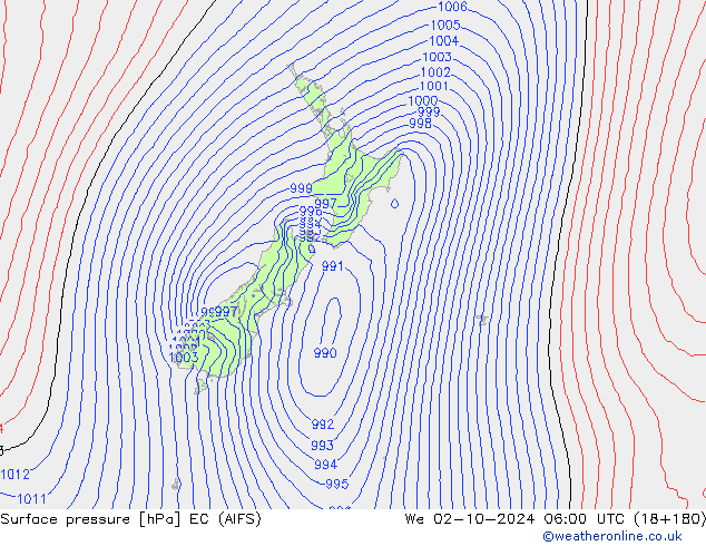 Surface pressure EC (AIFS) We 02.10.2024 06 UTC