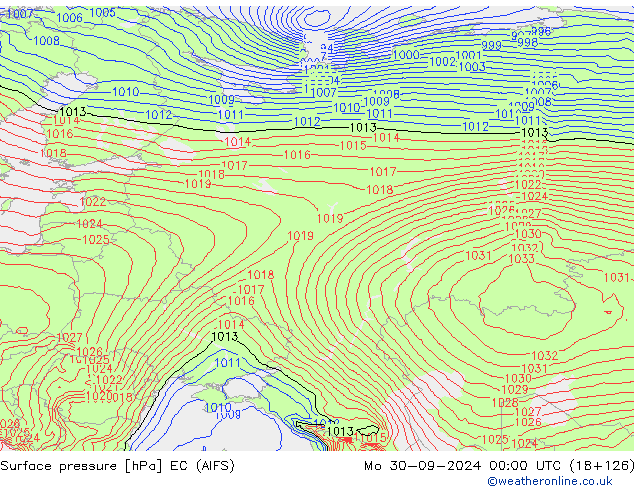 Atmosférický tlak EC (AIFS) Po 30.09.2024 00 UTC