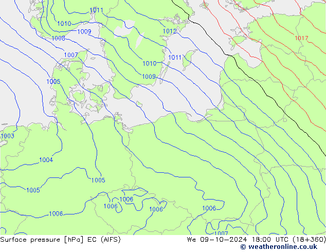 pressão do solo EC (AIFS) Qua 09.10.2024 18 UTC