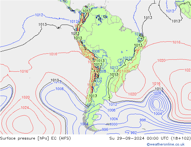 Pressione al suolo EC (AIFS) dom 29.09.2024 00 UTC