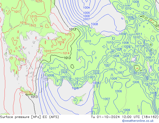 Surface pressure EC (AIFS) Tu 01.10.2024 12 UTC