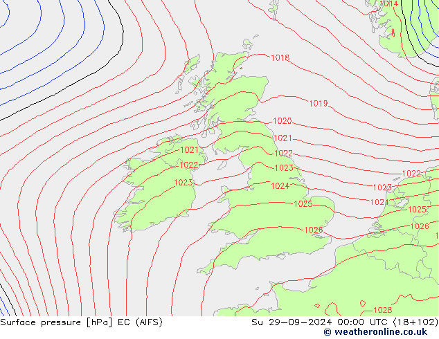 Surface pressure EC (AIFS) Su 29.09.2024 00 UTC