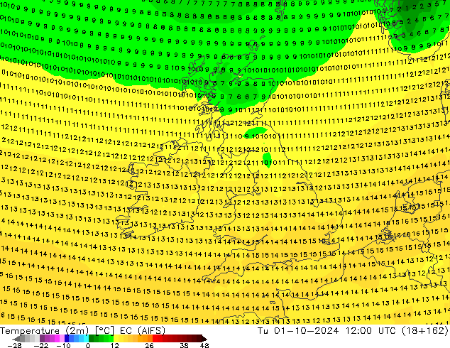 Temperatura (2m) EC (AIFS) mar 01.10.2024 12 UTC