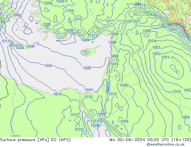 приземное давление EC (AIFS) пн 30.09.2024 00 UTC