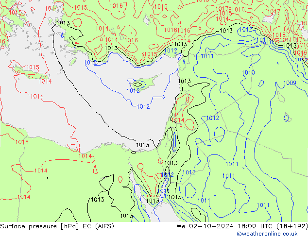 Atmosférický tlak EC (AIFS) St 02.10.2024 18 UTC