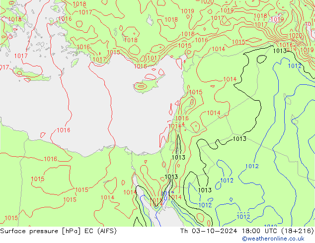 Yer basıncı EC (AIFS) Per 03.10.2024 18 UTC
