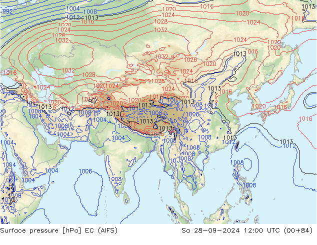 ciśnienie EC (AIFS) so. 28.09.2024 12 UTC