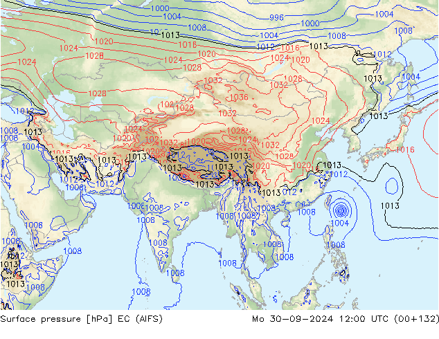 Surface pressure EC (AIFS) Mo 30.09.2024 12 UTC