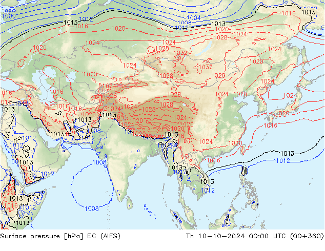 Surface pressure EC (AIFS) Th 10.10.2024 00 UTC