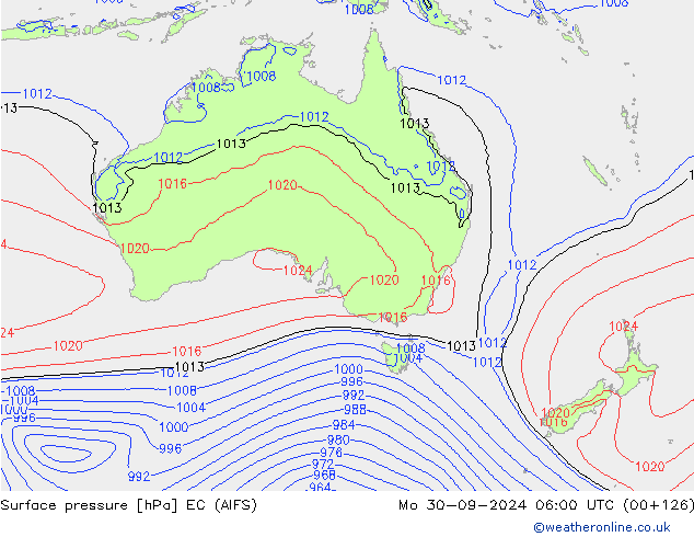 Surface pressure EC (AIFS) Mo 30.09.2024 06 UTC